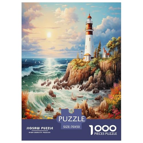 Coastal Leuchtturms Puzzle 1000-teilige Schwer Puzzle Spielzeug Pädagogisches Spiel Impossible Herausforderungsspielzeug Für Erwachsene Und Kinder Ab 12 Jahren 70x50cm/1000pcs von HLXZMCVBT