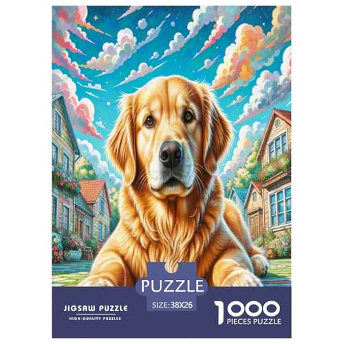 Goldener Retriever Puzzles 1000 Teile Schwer Puzzle Spielzeug Lernspiel Impossible Herausforderung Spielzeug Für Erwachsene Und Kinder in Bewährter 38x26cm/1000pcs von HLXZMCVBT