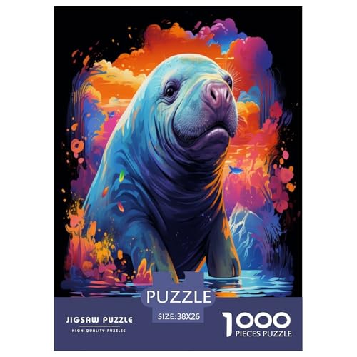 Manatees Puzzles 1000 Teile Schwer Puzzle Spielzeug Pädagogisches Spiel Impossible Herausforderung Spielzeug Für Erwachsene Und Kinder in Bewährter 38x26cm/1000pcs von HLXZMCVBT