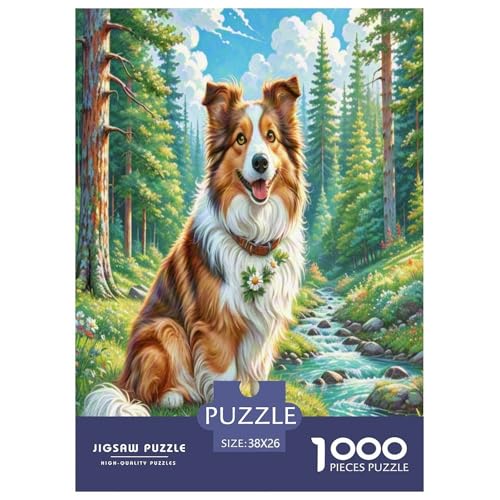 Shetlandsherhund Puzzle 1000 Teile Schwer Puzzle Spielzeug Lernspiel Impossible Herausforderungsspielzeug Für Erwachsene Und Kinder Ab 12 Jahren 38x26cm/1000pcs von HLXZMCVBT