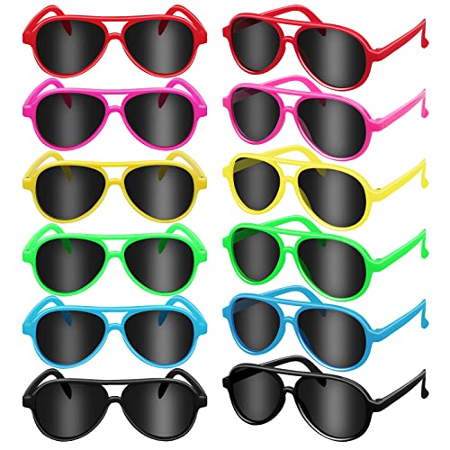 HLenyoy 12 Stück Kinder Sonnenbrillen Neon Kinder Party Favor Taschenfüller Strand Pool Geburtstagsfeier Jungen Mädchen Geburtstagsparty Zubehör (12Neon) von HLenyoy