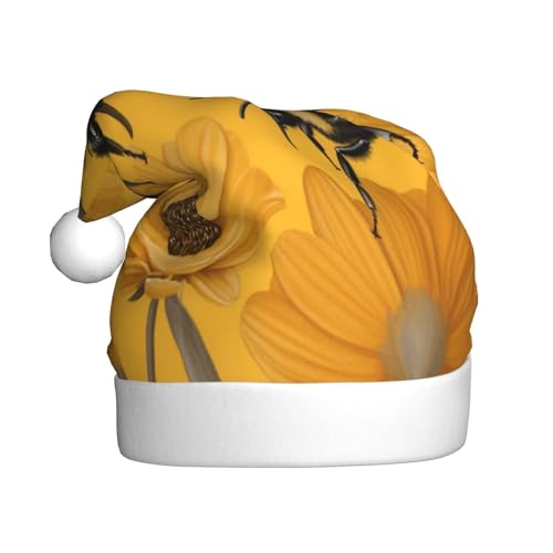 Bienen und Blumen Weihnachtsmütze, Nikolausmützen für Erwachsene, Samt, Komfortmütze für Neujahr, festliche Party Bienen und Blumen Weihnachtsmütze, Nikolausmützen für Erwachsene, Samt, Komfortmütze für Neujahr, festliche Party von HMBGFW