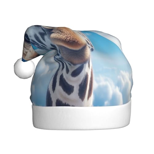Eine Giraffe Weihnachtsmütze, Weihnachtsmannmützen für Erwachsene, Samt, Komforthut für Neujahr, festliche Party Eine Giraffe Weihnachtsmütze, Weihnachtsmannmützen für Erwachsene, Samt, Komforthut für Neujahr, festliche Party von HMBGFW