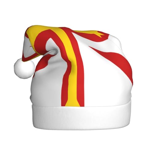 Flagge der Guernsey Islands Weihnachtsmütze, Weihnachtsmannmützen für Erwachsene, Samt, Komfortmütze für Neujahr, festliche Party von HMBGFW