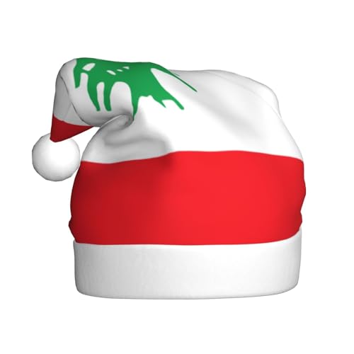 Flagge des Libanon Weihnachtsmütze, Weihnachtsmannmützen für Erwachsene, Samt, bequem, für Neujahrsparty Flagge des Libanon Weihnachtsmütze, Weihnachtsmannmützen für Erwachsene, Samt, bequem, für Neujahrsparty von HMBGFW
