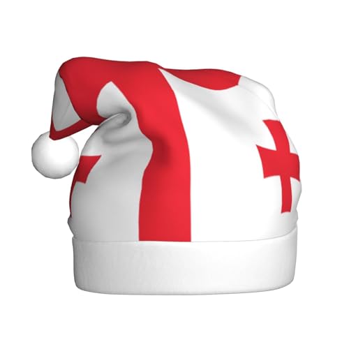 Flagge von Georgia Weihnachtsmütze, Weihnachtsmannmützen für Erwachsene, Samt, Komforthut für Neujahr, festliche Party von HMBGFW