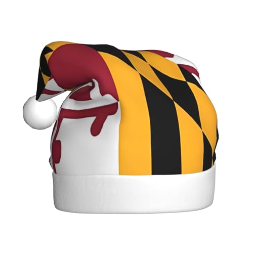 Flagge von Maryland Weihnachtsmütze, Nikolausmützen für Erwachsene, Samt, bequem, für Neujahrsparty Flagge von Maryland Weihnachtsmütze, Nikolausmützen für Erwachsene, Samt, bequem, für Neujahrsparty von HMBGFW