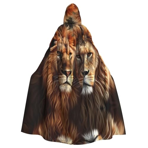 Kapuzenumhang mit zwei Löwen, extra groß, für Herren und Damen, Halloween-Umhang, Cosplay-Kostüm Kapuzenumhang mit zwei Löwen, extra groß, für Herren und Damen, Halloween-Umhang, Cosplay-Kostüm von HMBGFW
