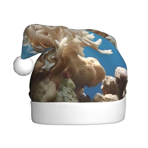 Korallen und Fische Weihnachtsmütze, Weihnachtsmannmützen für Erwachsene, Samt, Komfortmütze für Neujahr, festliche Party Korallen und Fische Weihnachtsmütze, Weihnachtsmannmützen für Erwachsene, Samt, Komfortmütze für Neujahr, festliche Party von HMBGFW