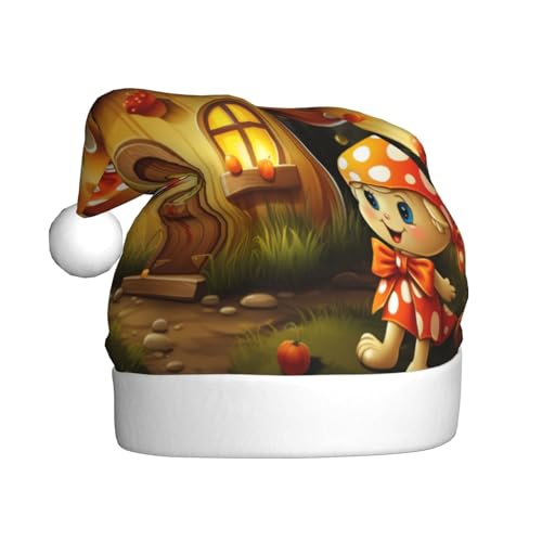 Pilzhaus Weihnachtsmütze, Weihnachtsmannmützen für Erwachsene, Samt, bequem, für Neujahr, festliche Party Pilzhaus Weihnachtsmütze, Weihnachtsmannmützen für Erwachsene, Samt, bequem, für Neujahr, festliche Party von HMBGFW
