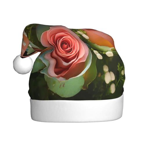 Rosa Rosen Weihnachtsmütze, Nikolausmützen für Erwachsene, Samt, Komfort-Hut für Neujahr, festliche Party Rosa Rosen Weihnachtsmütze, Nikolausmützen für Erwachsene, Samt, Komfort-Hut für Neujahr, festliche Party von HMBGFW