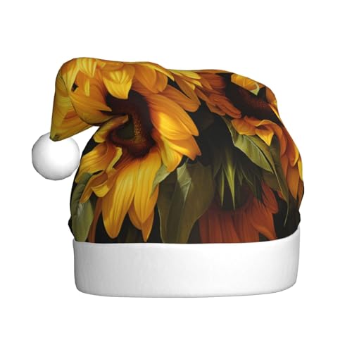 Schöne Sonnenblumen-Weihnachtsmütze, Nikolausmützen für Erwachsene, Samt, bequem, für Neujahrsparty Schöne Sonnenblumen-Weihnachtsmütze, Nikolausmützen für Erwachsene, Samt, bequem, für Neujahrsparty von HMBGFW