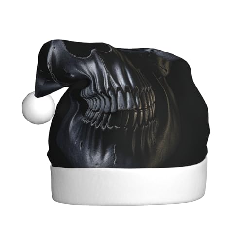 Schwarzer Totenkopf-Weihnachtsmütze, Weihnachtsmannmützen für Erwachsene, Samt, Komfortmütze für Neujahr, festliche Party Schwarzer Totenkopf-Weihnachtsmütze, Weihnachtsmannmützen für Erwachsene, Samt, Komfortmütze für Neujahr, festliche Party von HMBGFW