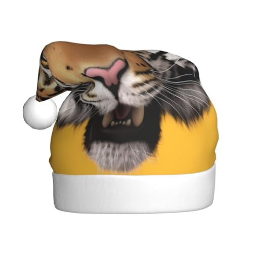 Tigerkopf Weihnachtsmütze, Nikolausmützen für Erwachsene, Samt, Komfortmütze für Neujahr, festliche Party Tigerkopf Weihnachtsmütze, Nikolausmützen für Erwachsene, Samt, Komfortmütze für Neujahr, festliche Party von HMBGFW