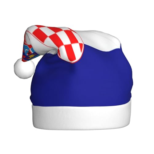 Weihnachtsmütze mit Flagge der Republik Kroatien, Weihnachtsmannmützen für Erwachsene, Samt, bequem, für Neujahrsparty Weihnachtsmütze mit Flagge der Republik Kroatien, Weihnachtsmannmützen für Erwachsene, Samt, bequem, für Neujahrsparty von HMBGFW