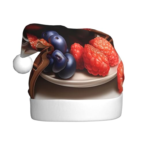 Weihnachtsmütze mit Kaffee, Obst und Schokolade, Weihnachtsmannmützen für Erwachsene, Samt, bequem, für Neujahrsparty Weihnachtsmütze mit Kaffee, Obst und Schokolade, Weihnachtsmannmützen für Erwachsene, Samt, bequem, für Neujahrsparty von HMBGFW