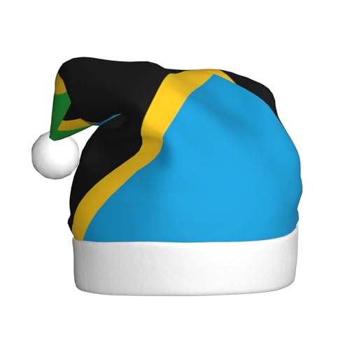 Weihnachtsmütze mit Tansania-Flagge, Weihnachtsmannmützen für Erwachsene, Samt, bequem, für Neujahrsparty Weihnachtsmütze mit Tansania-Flagge, Weihnachtsmannmützen für Erwachsene, Samt, bequem, für Neujahrsparty von HMBGFW