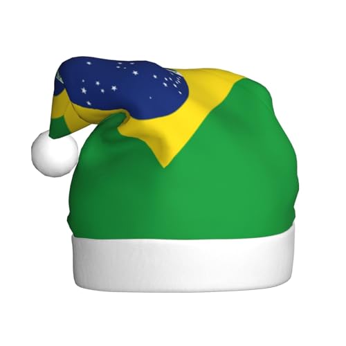 Weihnachtsmütze mit brasilianischer Flagge, Weihnachtsmannmützen für Erwachsene, Samt, bequem, für Neujahrsparty Weihnachtsmütze mit brasilianischer Flagge, Weihnachtsmannmützen für Erwachsene, Samt, bequem, für Neujahrsparty von HMBGFW