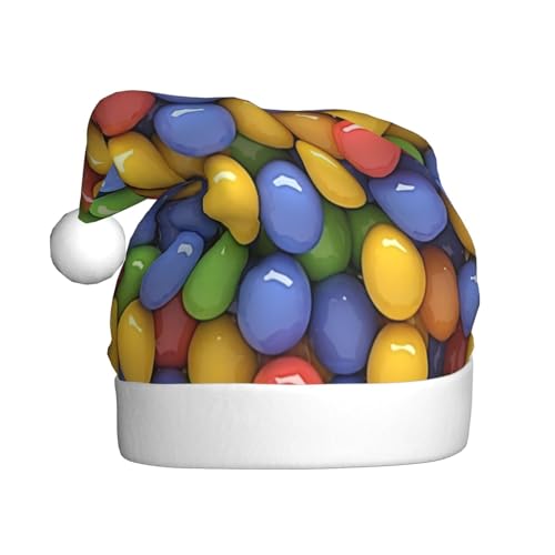 Weihnachtsmütze mit bunten Kugeln, Weihnachtsmannmützen für Erwachsene, Samt, bequem, für Neujahrsparty Weihnachtsmütze mit bunten Kugeln, Weihnachtsmannmützen für Erwachsene, Samt, bequem, für Neujahrsparty von HMBGFW