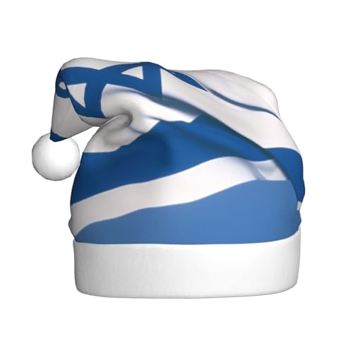 Weihnachtsmütze mit israelischer Flagge, Weihnachtsmannmützen für Erwachsene, Samt, bequem, für Neujahrsparty von HMBGFW