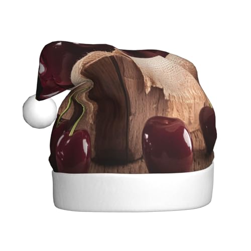 Weihnachtsmütze mit roten Früchten, Weihnachtsmannmützen für Erwachsene, Samt, Komfort-Hut für Neujahr, festliche Party Weihnachtsmütze mit roten Früchten, Weihnachtsmannmützen für Erwachsene, Samt, Komfort-Hut für Neujahr, festliche Party von HMBGFW