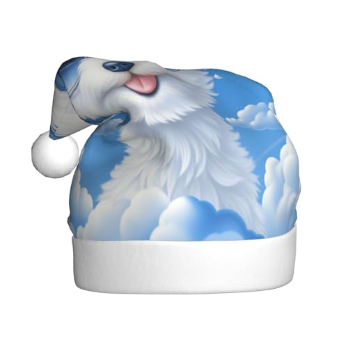 Welpe mit Brille im Himmel, Weihnachtsmütze, Weihnachtsmannmützen für Erwachsene, Samt, bequem, für Neujahr, festliche Party Welpe mit Brille im Himmel, Weihnachtsmütze, Weihnachtsmannmützen für Erwachsene, Samt, bequem, für Neujahr, festliche Party von HMBGFW