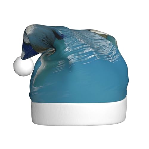 Zwei Eisbären schwimmende Weihnachtsmütze, Weihnachtsmannmützen für Erwachsene, Samt, Komfortmütze für Neujahr, festliche Party Zwei Eisbären schwimmende Weihnachtsmütze, Weihnachtsmannmützen für Erwachsene, Samt, Komfortmütze für Neujahr, festliche Party von HMBGFW