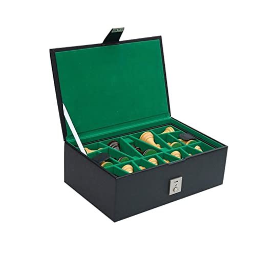 DIANDIAN Leder Schachfiguren Aufbewahrungsbox Schwarz Handtasche mit 34 Stück Aufbewahrungsschlitzen Reisetasche zur Aufbewahrung von König Höhe von 10,2-10,8 cm DIANDIAN Leder Schachfiguren Aufbewahrungsbox Schwarz Handtasche mit 34 Stück Aufbewahrungsschlitzen Reisetasche zur Aufbewahrung von König Höhe von 10,2-10,8 cm von HMEI