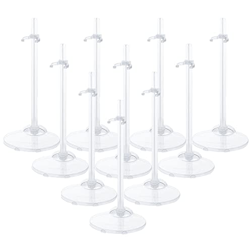 HMIEPRS Puppenständer Verstellbar,Puppenständerhalter Unterstützung, Transparenter Puppen Ständer Displayhalter, Puppenzubehör Modellstützrahmen für 11-13 Zoll/28-33 cm Barbie-Puppen (10 Pcs) von HMIEPRS