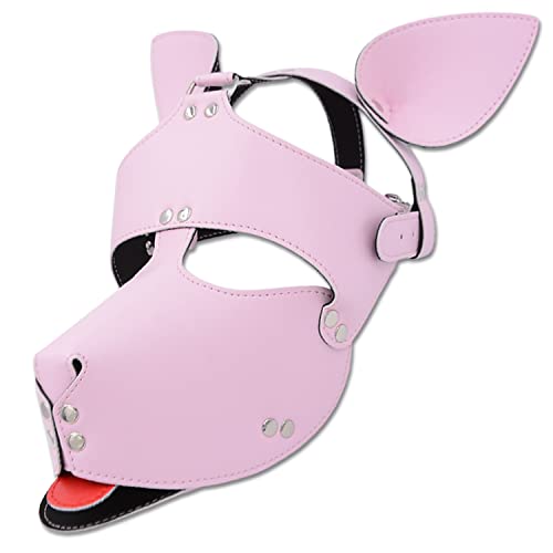 HMILY Handgefertigte Vollgesichts-Hundemaske Cosplay Steampunk Halloween Kostüm Requisiten, Pink-1, Einheitsgre von HMILY