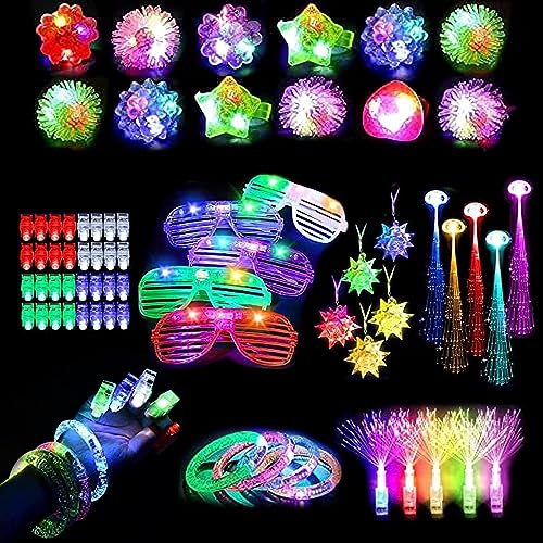 HMLTD Glow Neon Partyzubehör | Glow Halskette & Ringe Partygeschenke Dekorationen - 80 Stück im Dunkeln leuchtende Halloween-Leckereien ohne Süßigkeiten für Goodie-Bag-Füller von HMLTD