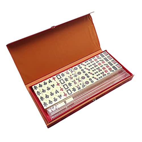 HMLTD -Reise-Mahjong-Set, klassisches -Mahjong-Set - Startseite Mahjong 146 Spielsteine mit Ständern und Würfeln | Mahjong-Brettspielsets mit Tragetasche, tragbares Mahjong-Spielset für von HMLTD