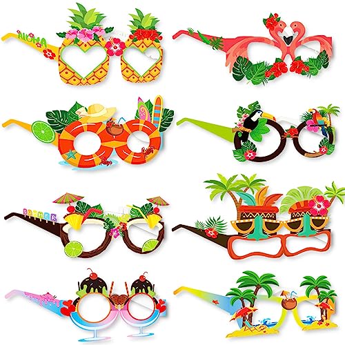 Sommerfest Fotorequisiten 8er Lustige Party Brillen Foto Booth Props Requisiten Maskerade Masken Kostüm Dekoration für Kinder Erwachsene Karneval Fasching Ball Geburtstag Hawaiian Tropische Party von HMYCL