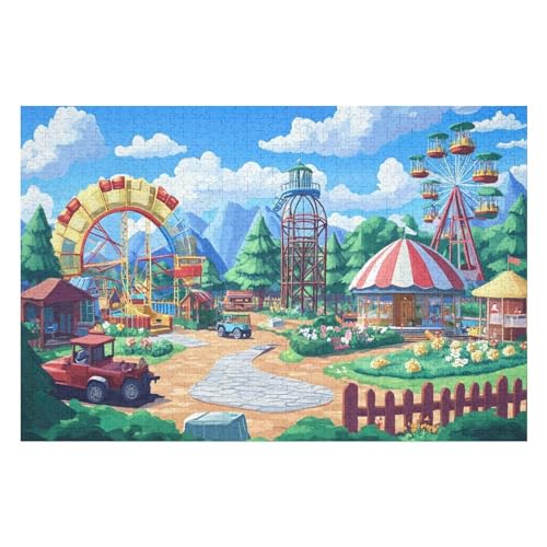 1000 Jigsaw ThemeAmusement Park Puzzles Adult Challenging Family Activity Games DIY Craft Puzzle for Home Decor Gifts3 26x38cm NbG033 von HNBDE