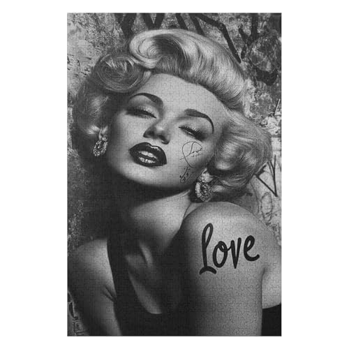 HNBDE 1000-teiliges Puzzle 'Marilyn Monroe' - Retro-Stil, Karton, Jigsaw, 26x38 cm, 1 Set, 1000 Teile, für Erwachsene ab 14 Jahren von HNBDE