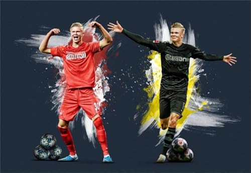 1000 Stück - Bilder - Geschenke - Unregelmäßiges Puzzle - Football Player Haalands Poster Puzzle - HerausFürderungs Spiel Für Erwachsene - Wand Kunst Dekoration - 50x70cm von HNBDE