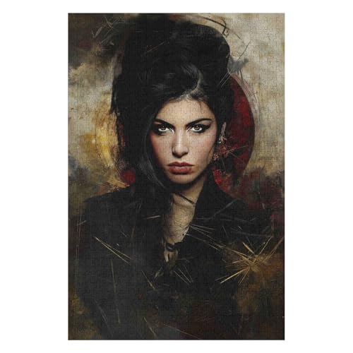 1000-teiliges Puzzle | Weihnachtspuzzle | Nachhaltiges Puzzle für Erwachsene | Hochwertiges 100% recyceltes Brett | Tolles Geschenk für Erwachsene | Amy Winehouse 26 x 38 cm von HNBDE