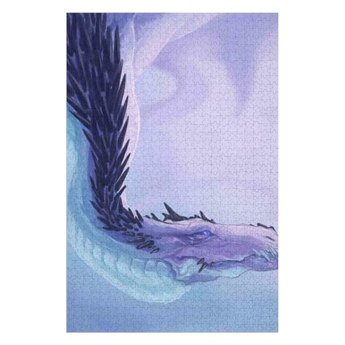 1000-teiliges Puzzle | Weihnachtspuzzle | Nachhaltiges Puzzle für Erwachsene | Hochwertiges 100% recyceltes Brett | Tolles Geschenk für Erwachsene | Fliegender Drache 38 * 52cm c96gy von HNBDE