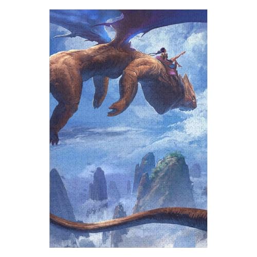 1000-teiliges Puzzle für Erwachsene | Fliegender Drache | Familienspaß-Puzzle 1000 Teile für Erwachsene 50 * 70cm c441gy von HNBDE