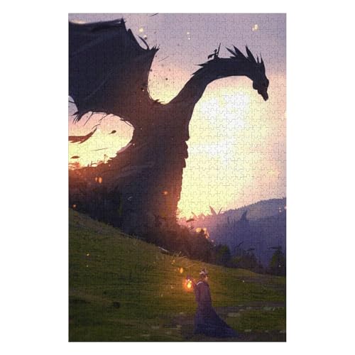 1000-teiliges Puzzle für Erwachsene | Fliegender Drache | Landschaftspuzzle für Erwachsene 1000 50 * 70cmc143gy von HNBDE