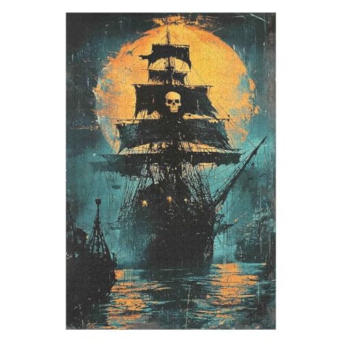 1000-teiliges Puzzle für Jugendliche und Erwachsene, Piraten, schwieriges und intellektuell herausforderndes Spiel, 26 x 38 cm von HNBDE