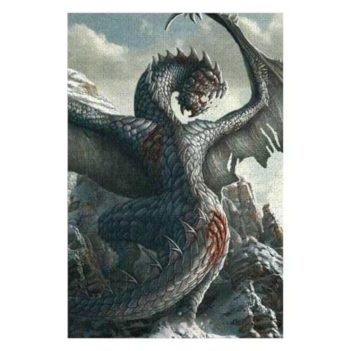 Fliegender Drache, 1000-teiliges Puzzle für Erwachsene, Puzzles1000-teiliges unmögliches Puzzle1000 Puzzles für Erwachsene für Erwachsene und Kinder ab 12 Jahren, 1000 Teile, 26 x 38 cm, c286gy von HNBDE