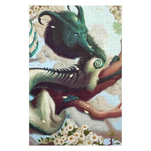 Fliegender Drache, 1000-teiliges Puzzle für Erwachsene, Puzzles1000-teiliges unmögliches Puzzle1000 Puzzles für Erwachsene für Erwachsene und Kinder ab 12 Jahren, 1000 Teile, 50 * 70cm c84gy von HNBDE