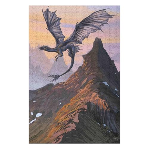 Fliegender Drache Puzzle 1000 Teile Papierbild Puzzle Familiendekorationen Einzigartige Geschenke für Kinder 26 * 38cmc276gy von HNBDE