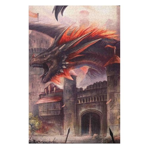 Fliegender Drache Puzzle 1000 Teile Papierbild Puzzle Familiendekorationen Einzigartige Geschenke für Kinder 50 * 70cmc254gy von HNBDE