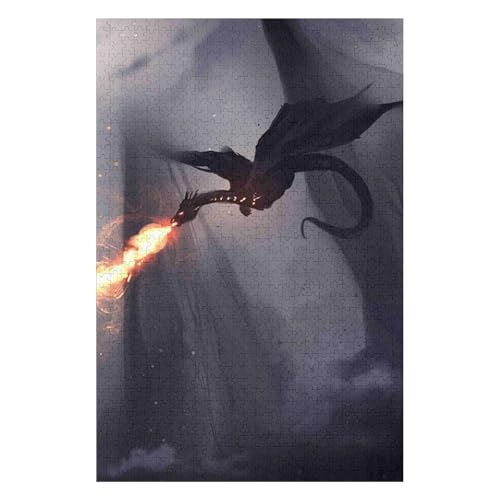 Flying Dragon-1000 Piece Jigsaw Puzzles for Adults Entertainment Puzzles Intellectual Decompression Toy 3D Printing HD Toy DIY Birthday 50 * 70cm von HNBDE