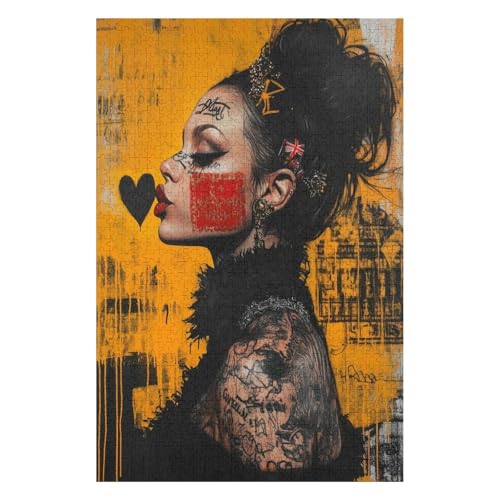 Graffiti Girl，| 1500 Piece Jigsaw Puzzle | Vintage Jigsaw Puzzle | Sustainable Puzzle for Adults | Premium 100% Recycled Board | Great Gift for Adults |(57 * 87cm) von HNBDE