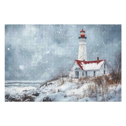 Jigsaw Puzzle for Adults Coast Lighthouse 1000 Pieces Modern Design Cardboard High Resolution Poster Ages 12+28 26x38cm NbG476 von HNBDE