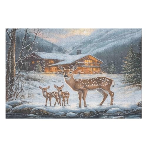 Jigsaw Puzzle for Adults Forest Deer 1000 Pieces Modern Design Cardboard High Resolution Poster Ages 12+28 26x38cm NbG286 von HNBDE