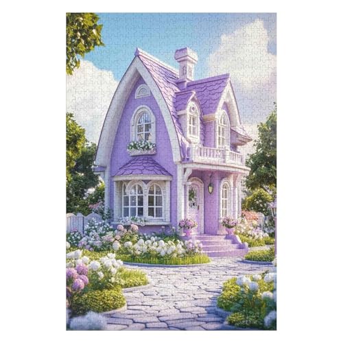 Jigsaw Puzzle for Adults House of Flowers 1000 Pieces Modern Design Cardboard High Resolution Poster Ages 12+ 26x38cm von HNBDE